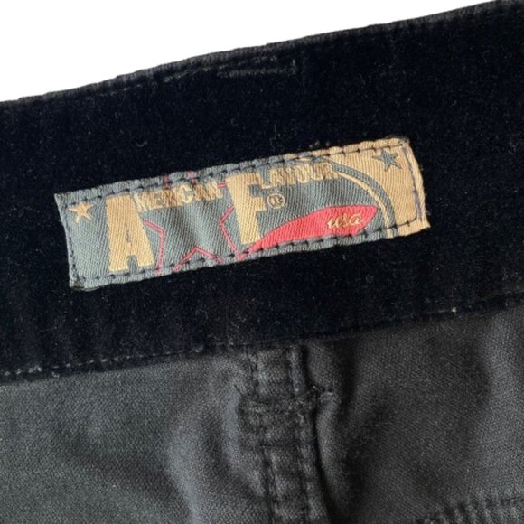 VTG American Flavor Velvet Pocket Detail Flare Jean Y2K 90s Women's 11/12 Black - Picture 6 of 14